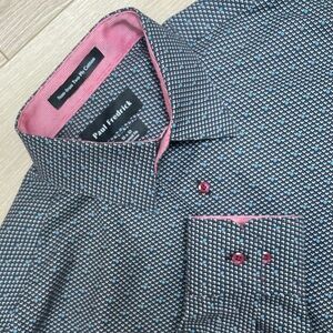 Paul Fredrick Tailored Fit 15x32 Non-Iron 2-Ply cotton Geometric Button Up Shirt